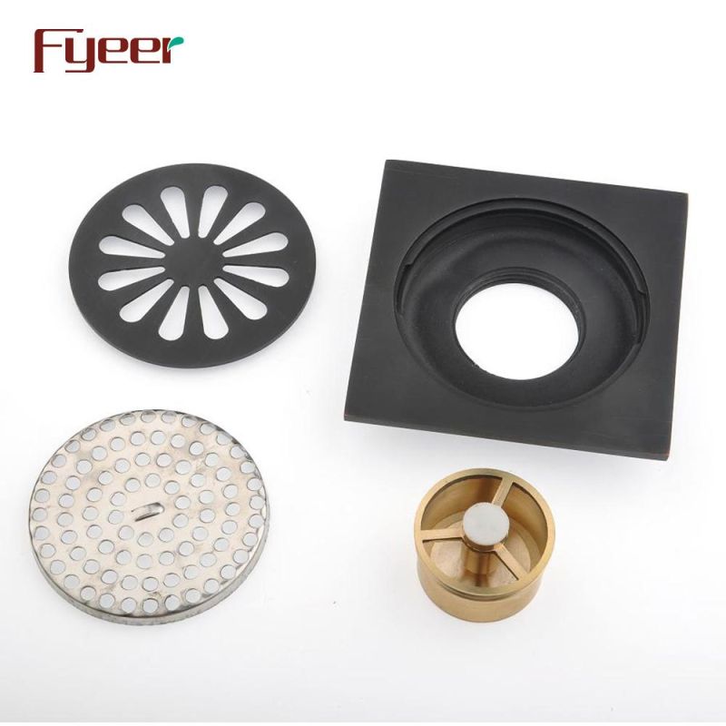 Fyeer Solid Brass Black Floor Drain