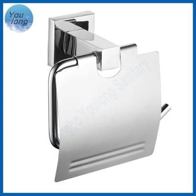 Chrome Plated Square Toilet Paper Holder Paper Roller with Cover