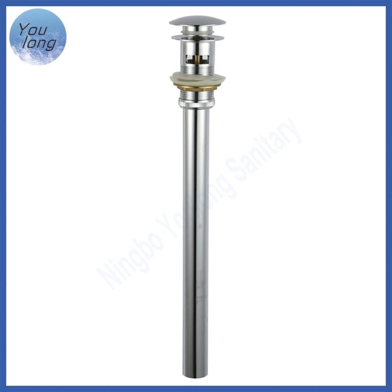 Pop up Drain with Long Pipe 40cm Brass Basin Drain