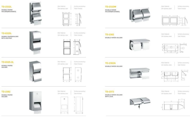 Wahroom Accessories Horizontal Type Conceal Recessed Toilet Roll Paper Holder