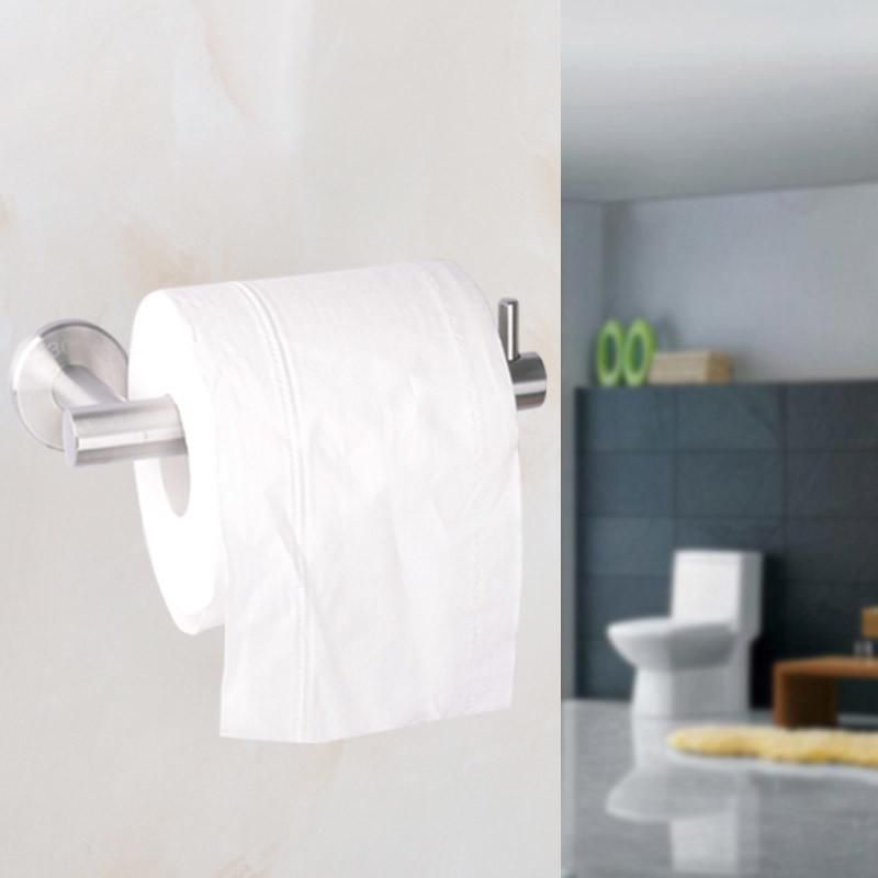 Stainless Steel Self Adhesive Paper Black Standing Toilet Paper Holder