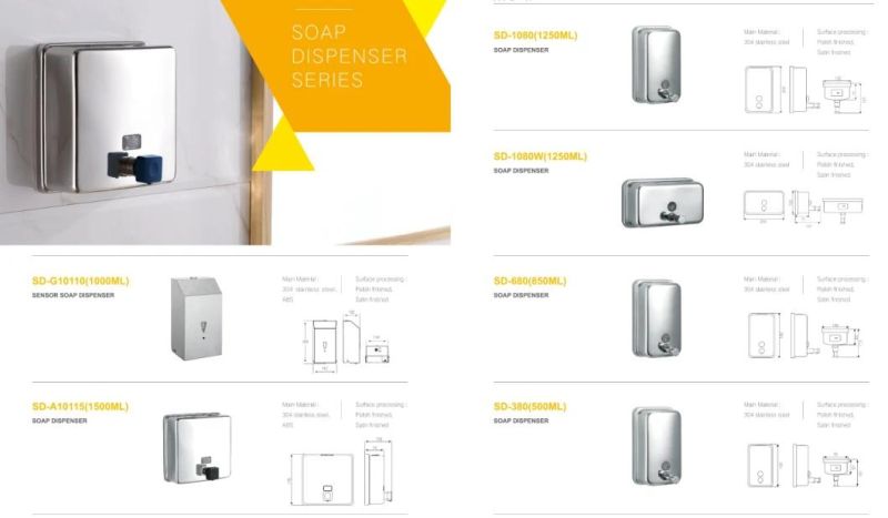 300ml Kitchen Sink Liquid Soap Dispenser 304/ABS Plastic Hand Sanitizer Dispenser