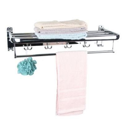 Stainless Steel Bathroom Towel Rack with Hooks