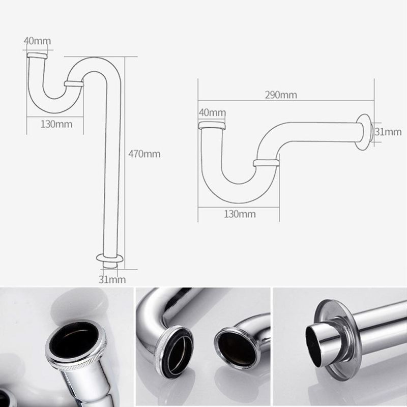 Stainless Steel Bathroom Wash Basin Wash Drainer Sanitary Ware Popup Waste Valve Overflow P Trap