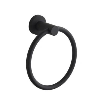 Wall Mounted Matt Black Zinc Round Bathroom Bath Towel Ring (NC53012)