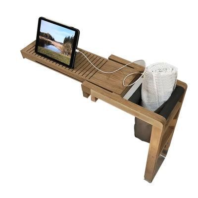 High Quality Custom Natural Bathroom Bamboo Wooden Bath Tub Caddy Tray Foldable Bathtub Caddy