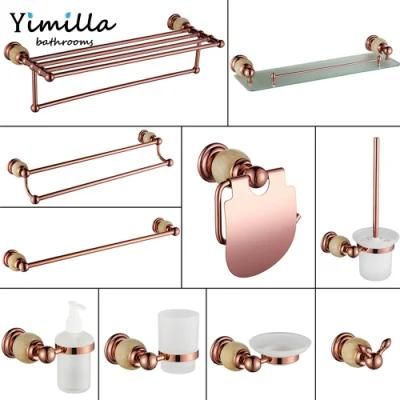 Rose Gold Bathroom Accessories Set Towel Bar Towel Ring Paper Holder