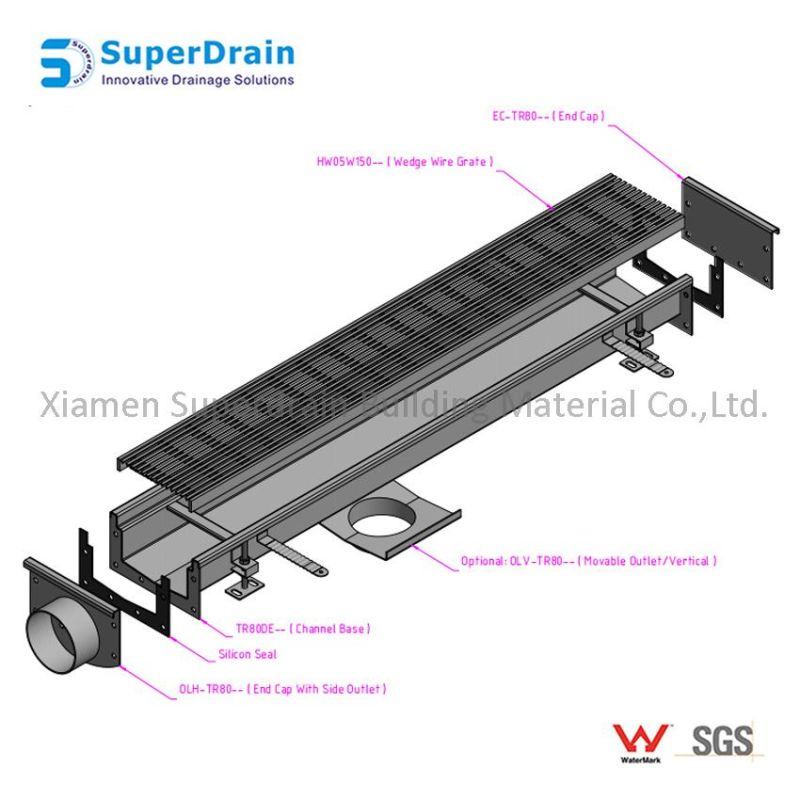 Linear Anti-Odor Floor Drain with Stainless Steel Drain Cover