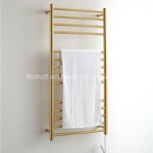 Wall Hanging Stainless Steel Heated Towel Rail in Golden Color