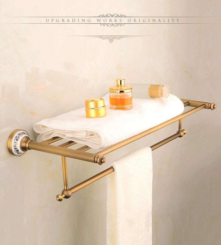 Antique Brass Single Double Towel Bar Series Towel Shelf Holder Wall Bath Towel Rack