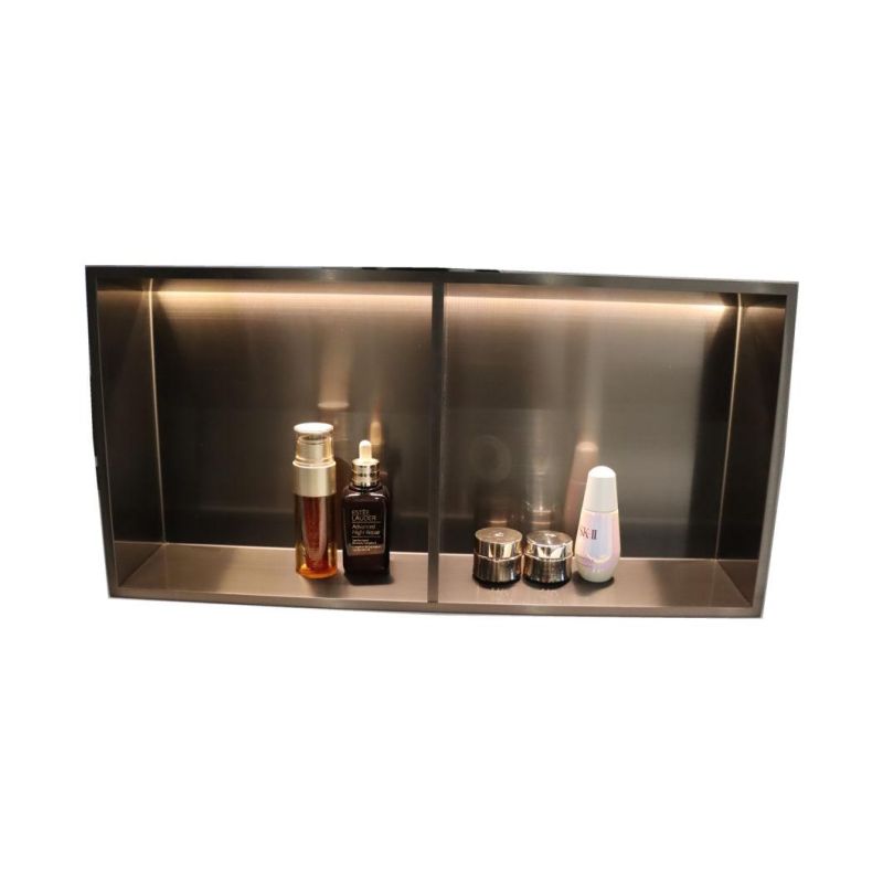 New Style Bathroom 1 Shelf with Board Bath Insert Built in Embedded Stainless Steel Rack Holder Recessed Atmospheric Luminous Wall Mounted Shower Niche