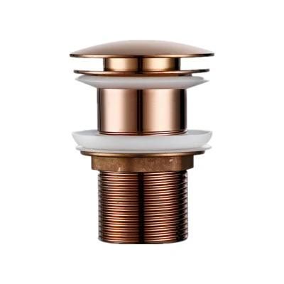 Brushed Rose Golden Basin Pop up Drainer Bathroom Drain with Overflow for