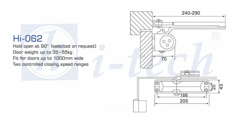 Hi-062 Extra Heavy Duty Aluminum Automatic Commercial Door Closer