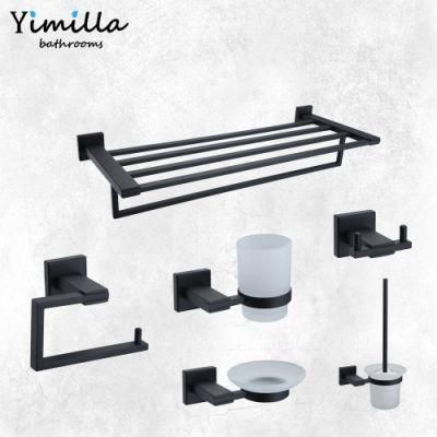 Sanitary 304 Stainless Steel Black Surface Bathroom Accessories Set
