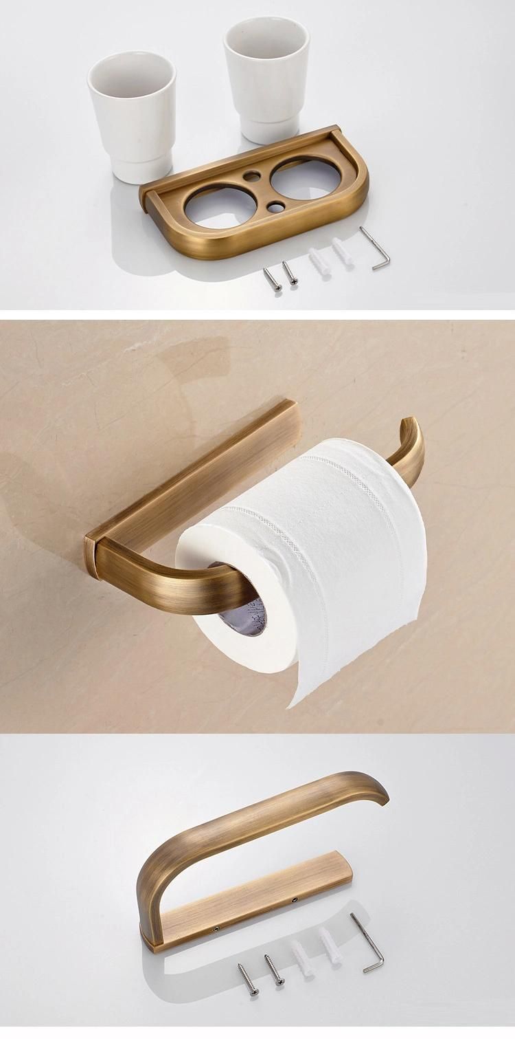 Wall Mounted Bathroom Antique Brass European Elegant Vintage Hotel Towel Rack