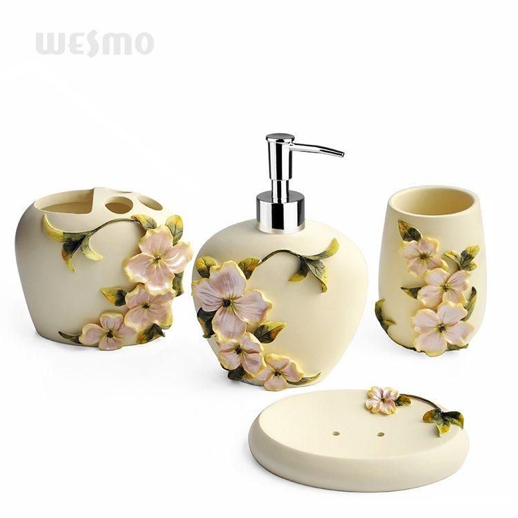 Imitated Marble Finish Polyresin Bathroom Accessories