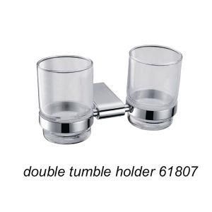 Wall Mounted Zinc Alloy Double Tumbler Holder Chrome Finish 61807