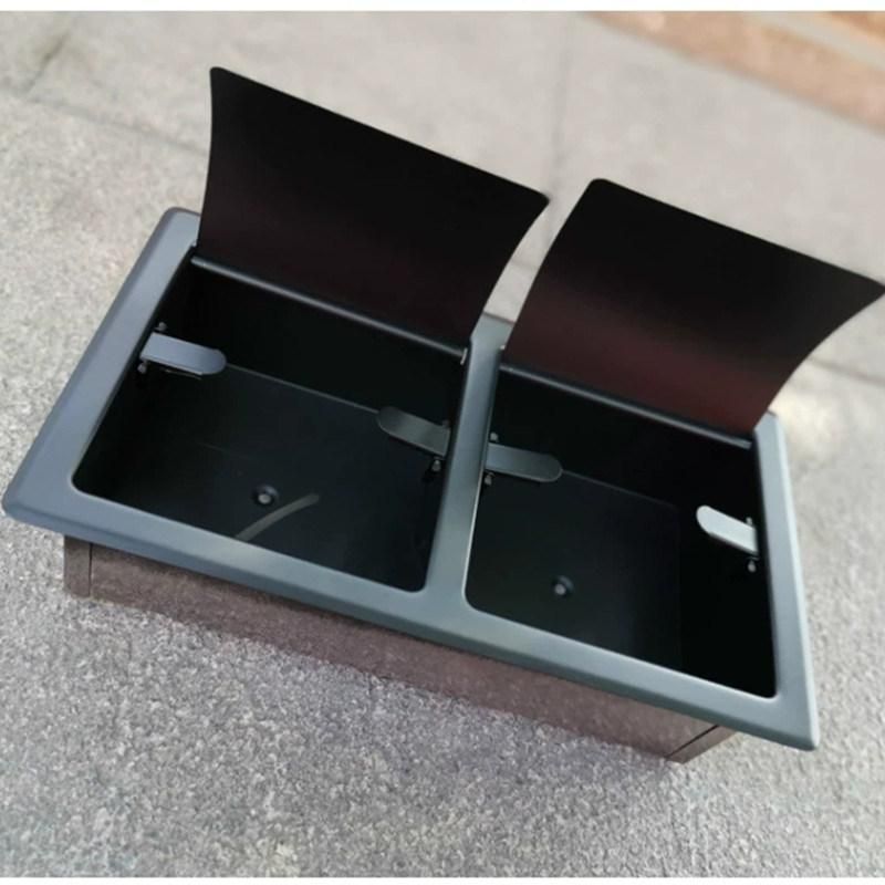 Double Roll Toilet Paper Holder Stainless Steel Matte Black with Cover