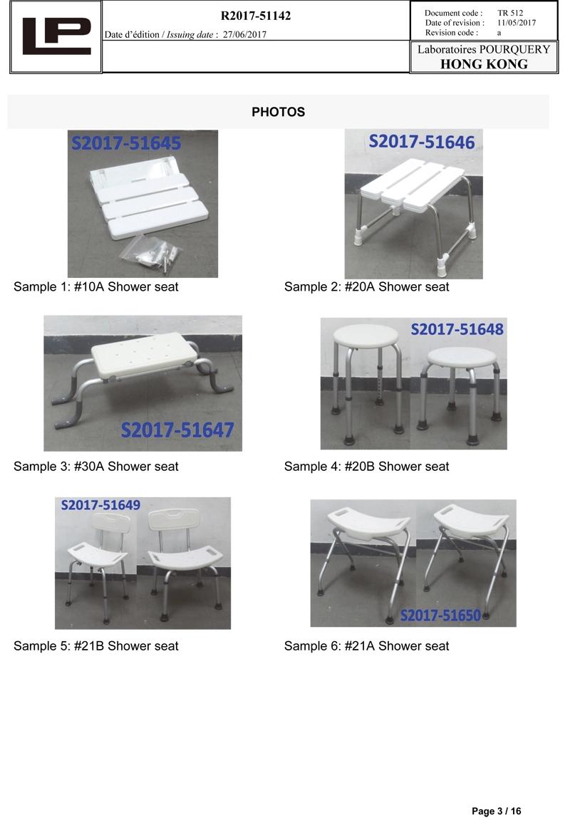 Ss Anti-Slip Bath Stool Shower Chair for Old Disabled People