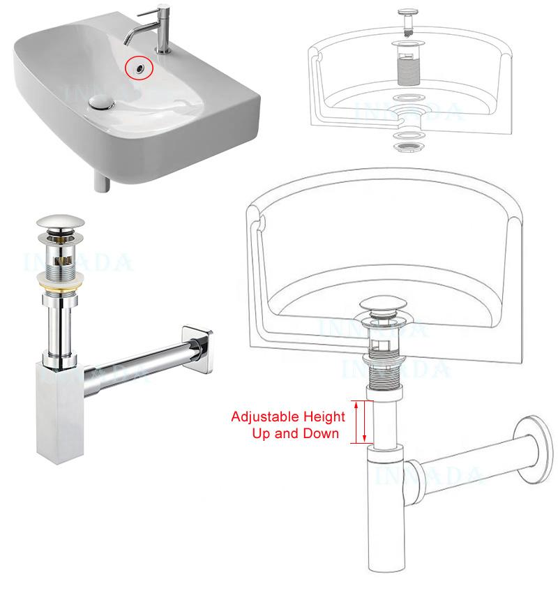 Square Design Brass Siphon Sewer Trap for Basin Sink Drainer Bottle Trap P Ttap T Trap Drain Tube Kit Sink Basin Pipe Sink Strainer Sink Drain (ND014)