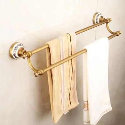 FLG Antique Double Bathroom Towel Bars Wall Mounted