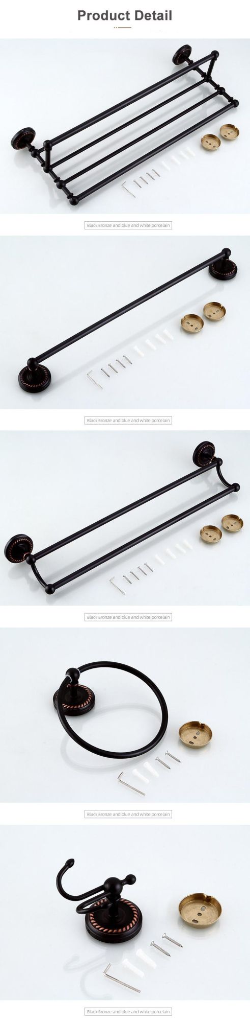 Antique Black Bath Wall Mounted Towel Bar Single Double Tiers Towel Shelf Holder