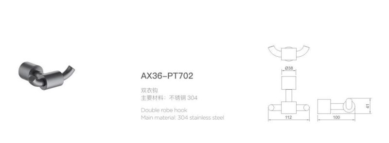 Bathroom Accessories Stainless Steel Rose Gold Double Clothe Robe Hook