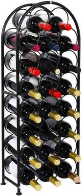 23 Bottles Arched Freestanding Floor Metal Wine Rack Wine Bottle Holders Stands, Black