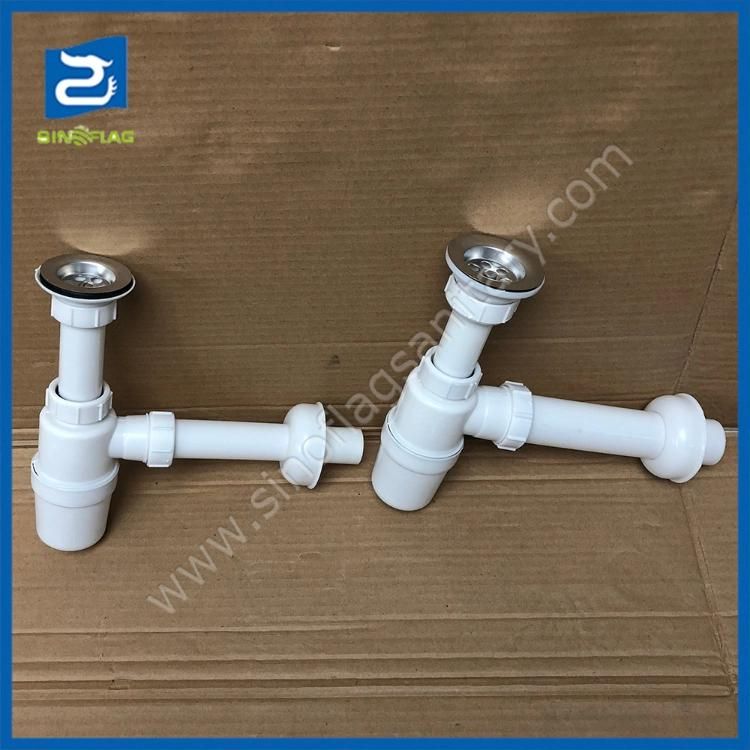 White PP Strainer Basin Drain Siphone Bottle Waste Set