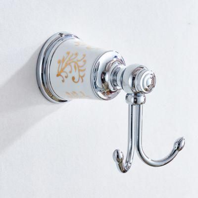 FLG Chrome Double Coat Hooks Bathroom Fitting Solid Brass