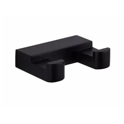 Matte Black Double Robe Hooks Bathroom Clothes Hook 304 Stainless Steel Powder Coated Finish