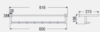 Big Sale Bathroom Accessories Stainless Steel Satin Finished with Bar & Hook Towel Rack