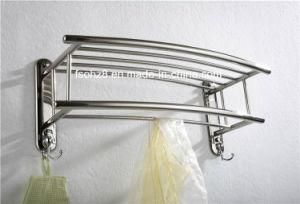 Polishing Stainless 304 Bathroom Towel Rack with Hooks (805)