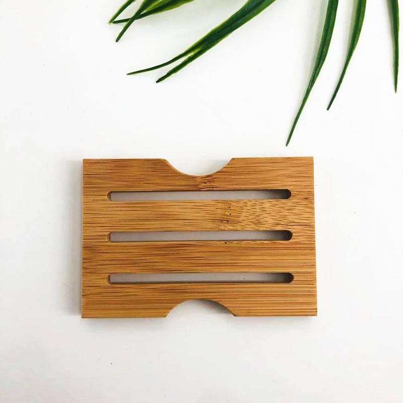 Free Sample 2 in 1 Bamboo Square Shaped Soap Dish Soap Rack