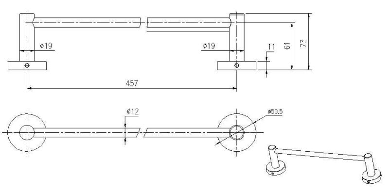 SUS304 Stainless Steel Round Wall Mounted Bathroom Hardware Set