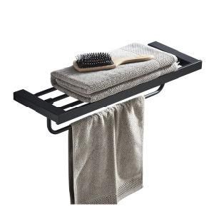 Wall Mounted Black Towel Shelf 304 Stainless Steel