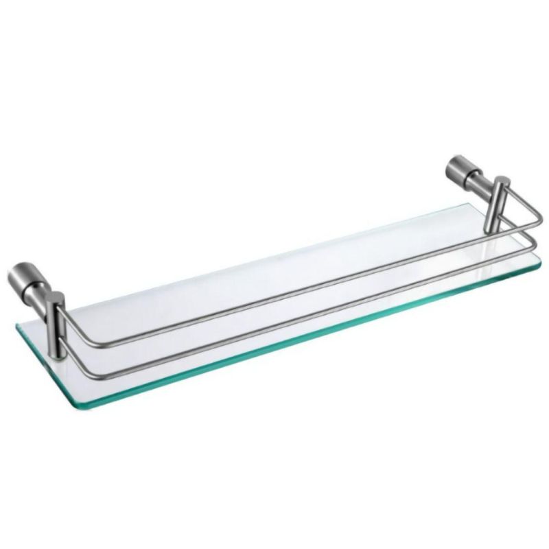 Rectangle Corner Square Base Tempered Glass Shelf for Bathroom