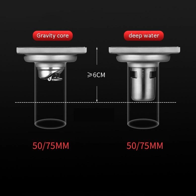 30*10cm Solid Horizontal Strip Shower Room Floor Drain 304 Stainless Steel Rectangular Stripe Floor Drain Automatic Closing Odor Proof Floor Drain