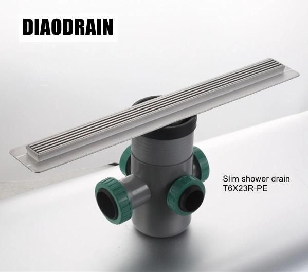 Slim Heel Guard Top Linear Shower Channel Drain with Floor Trap