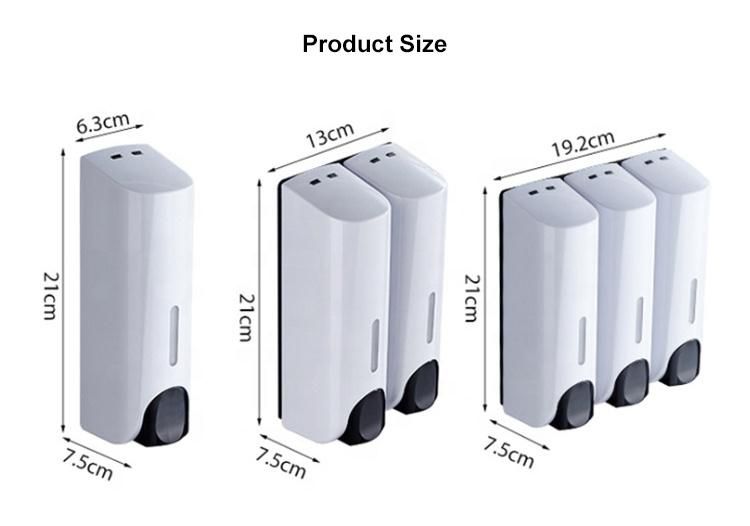 Saige 350ml*3 Hotel Bathroom Wall Mounted Plastic Manual Shampoo Soap Dispenser