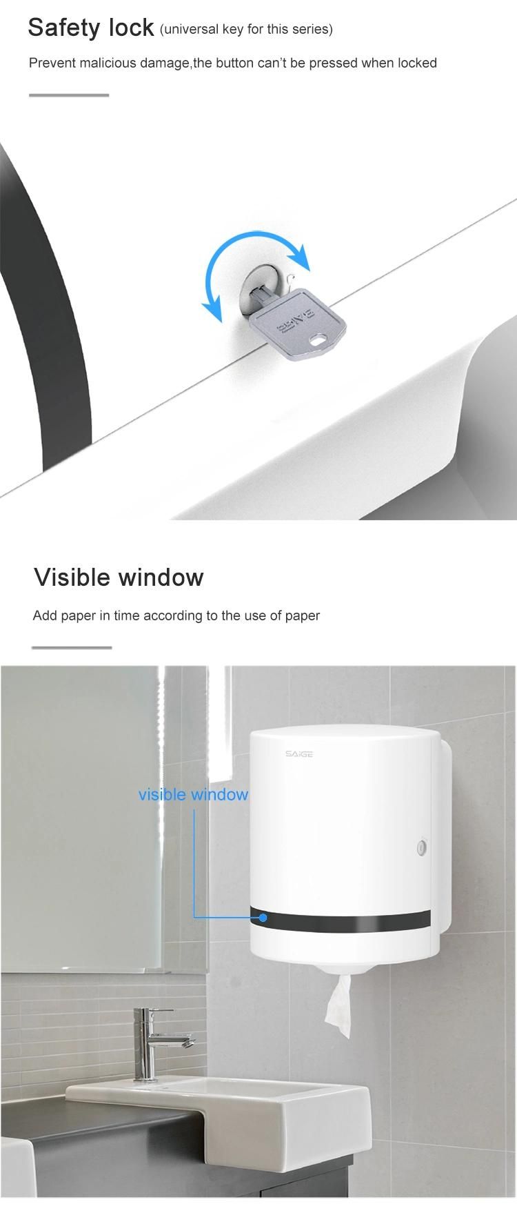 Saige High Quality ABS Plastic Wall Mounted Lockable Jumbo Toilet Paper Towel Dispenser