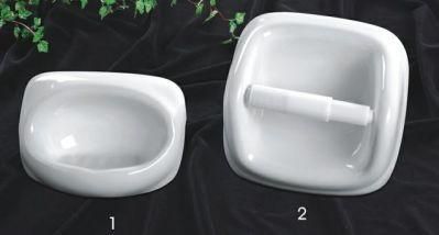White Soap Dish Roll Tissue Paper Holder 2PCS Bathroom Accessories Ceramic Small Paper Plate and Soap Dish