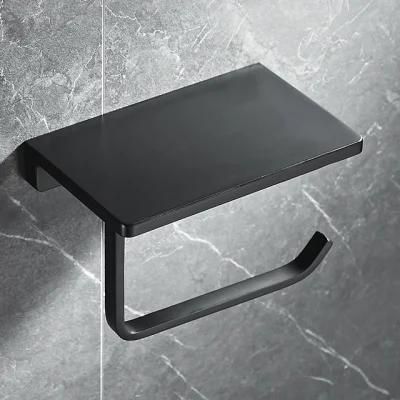 Bathroom Fitting Zinc Wall-Mounted Tissue Holder Metal Black Paper Holder (NC6688-MB)