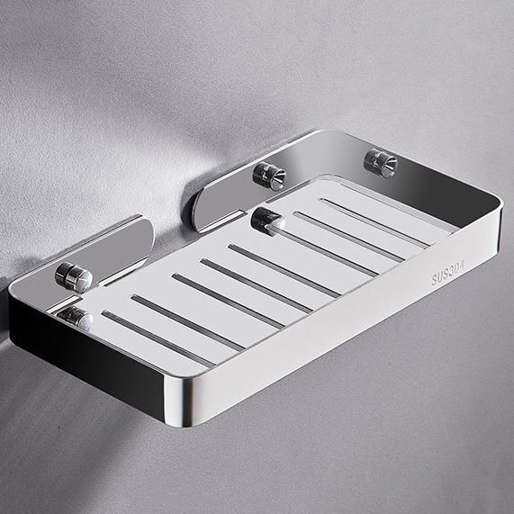 Stainless Steel Wall Mounted Bathroom Storage Container Square Shower Soap Dish Holder for Bathroom