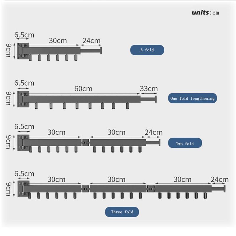 Folding Clothes Hanger Wall Mount Retractable Cloth Drying Rack Space Saving Aluminum Home Laundry Clothesline Washing Lines