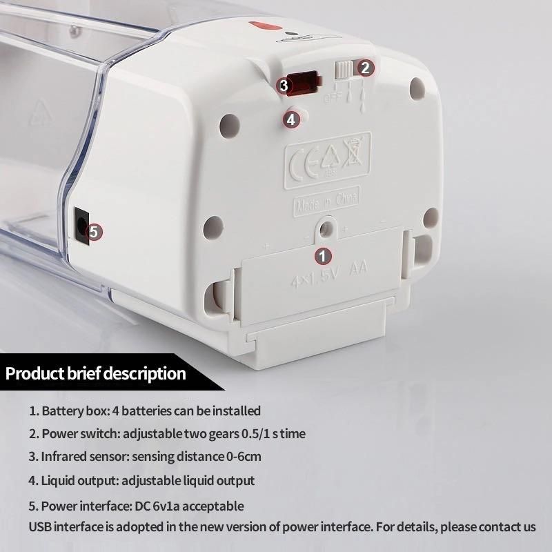 Sensor Public Washroom Hand Sanitizer Dispenser Touch Free Sensor Wall Mounted Liquid Soap Dispenser Large Capacity 700ml Adapter/ Battery Powered