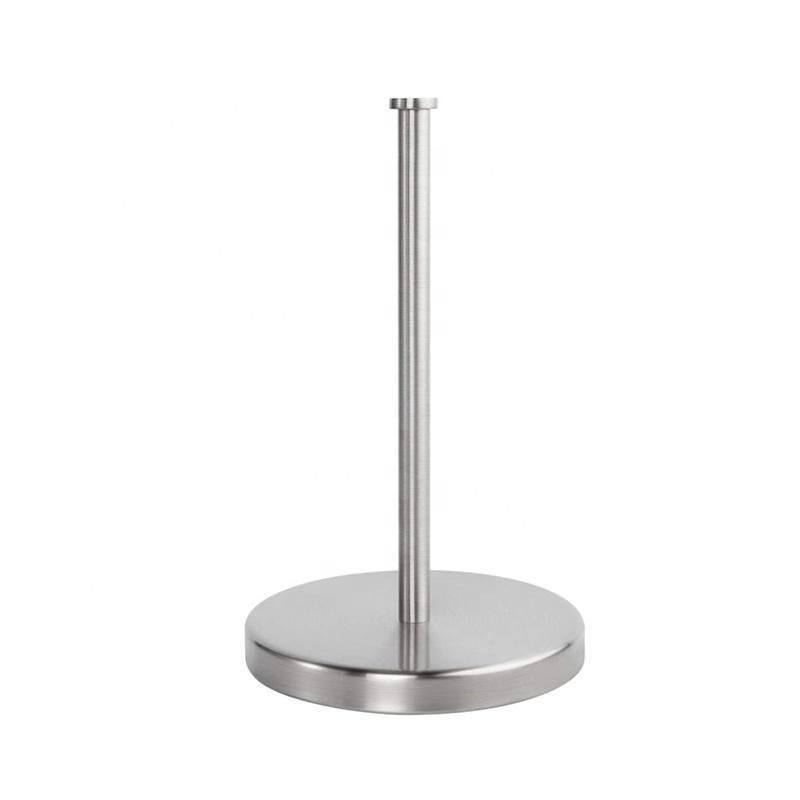 Countertop SUS304 Stainless Steel Standing Kitchen Towel Paper Roll Holder with Weighted Base