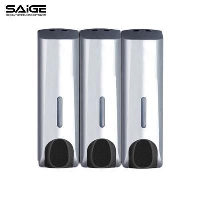 Saige 350ml*3 Hotel Bathroom Wall Mounted Plastic Manual Shampoo/Shower Soap Dispenser