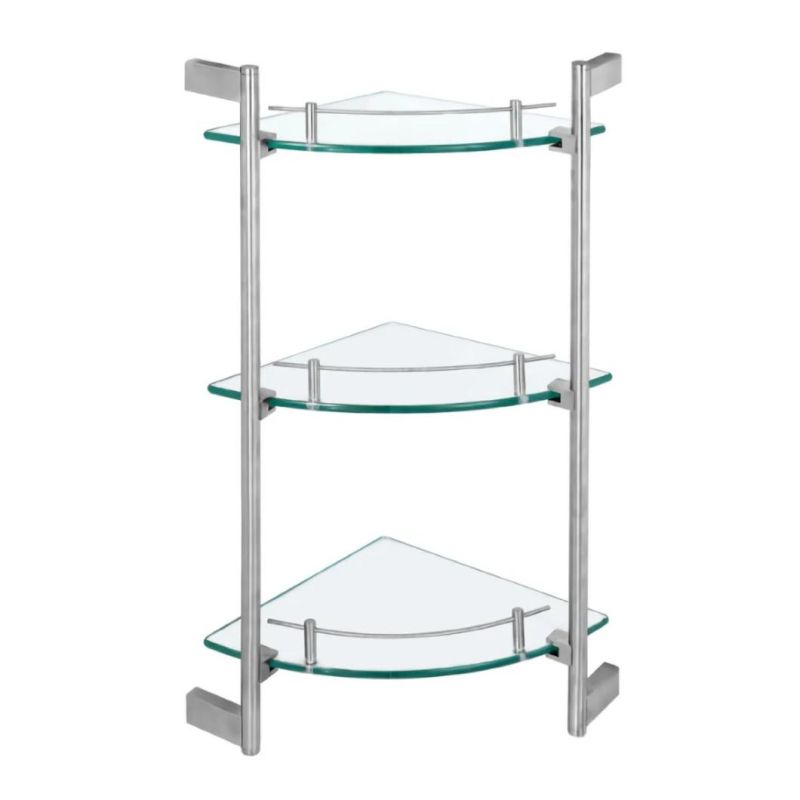 SUS34 Corner Glass Shelf for Bathroom Storage