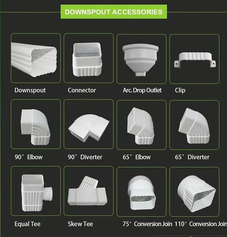 China Mannufacturer Durable Roof PVC Rain Gutter Plastic Down Pipe and Fittings